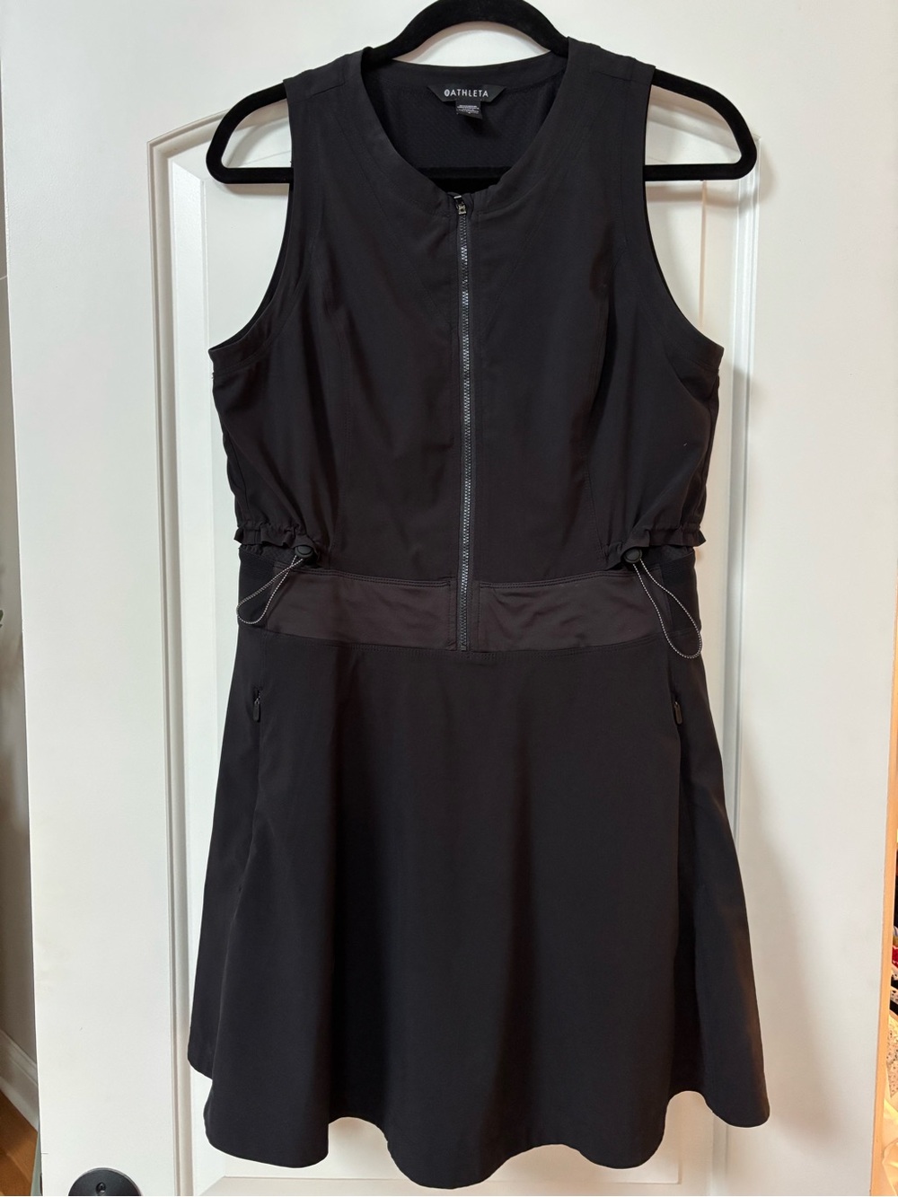 Athleta Black Sleeveless Zip-Front Active Mini Dress